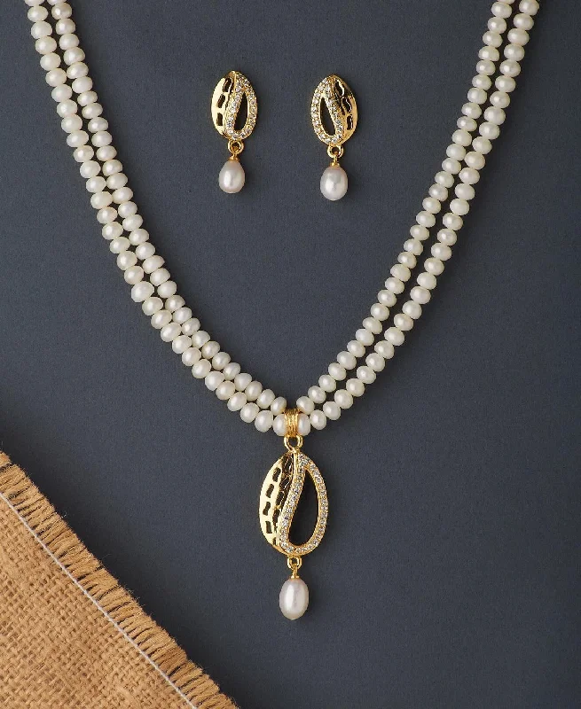 women's pearl pendant necklace -Elegant Real Pearl Necklace Set