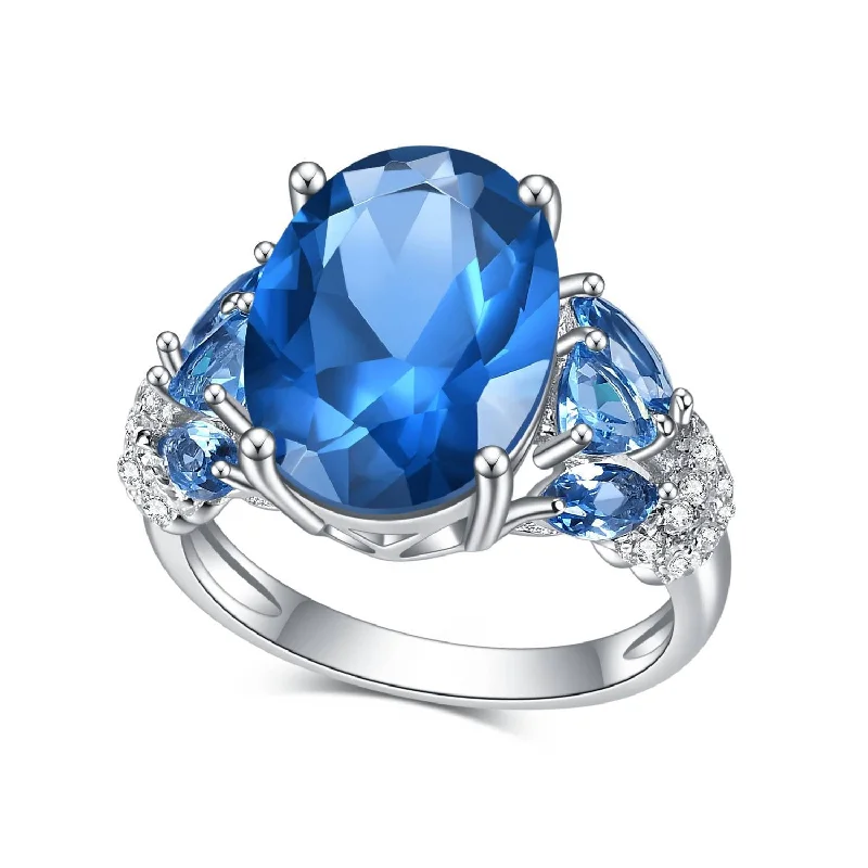 women's engagement ring with contemporary design -7 Carat Blue Spinel Ring | S925