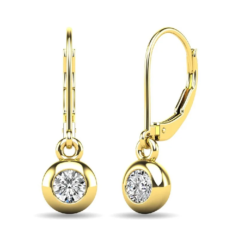 women's large hoop earrings -Diamond 1/10 ct tw Bezel Set Earrings in 10K Yellow Gold