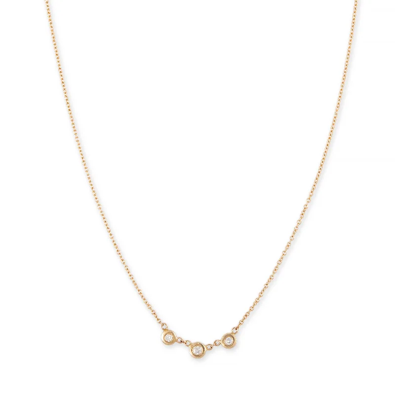 women's silver chain necklace -3 DIAMOND EMILY NECKLACE