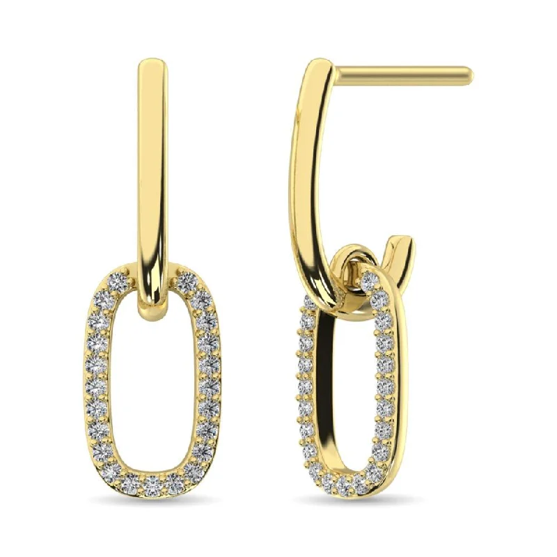 women's crystal drop earrings -Diamond Fashion Earrings 1/5 ct tw in 14K Yellow Gold