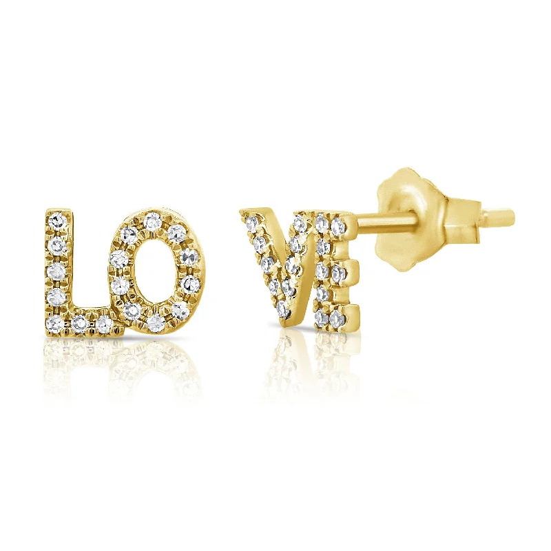 women's flower earrings -14K Gold Love Trendy Stud