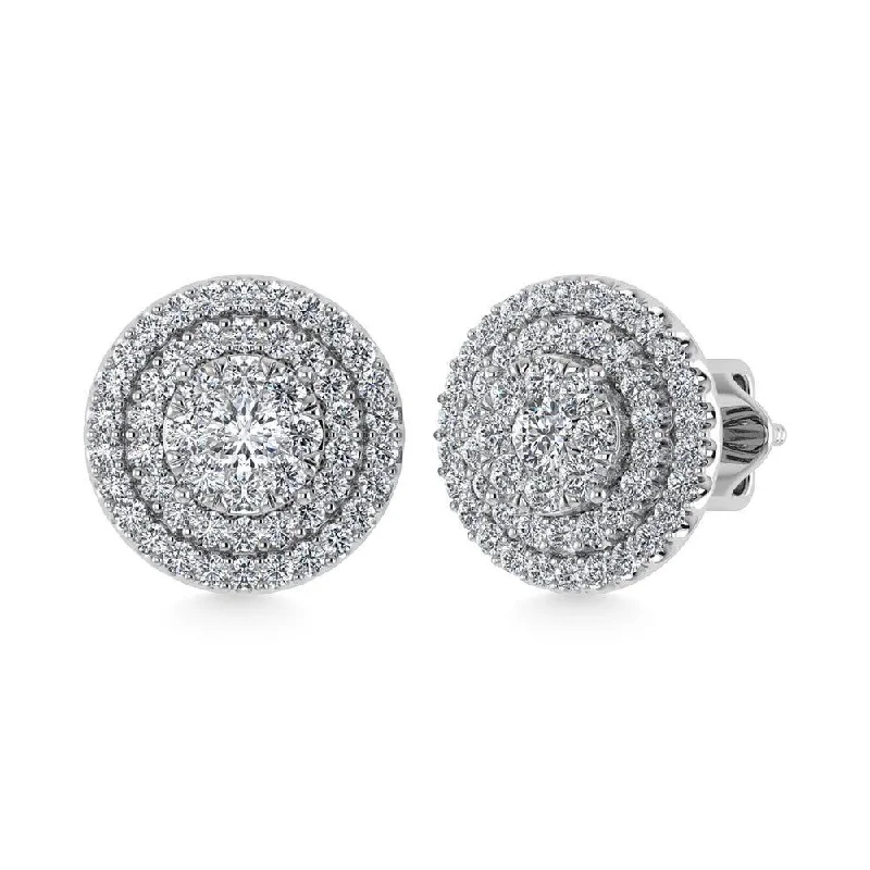 women's silver hoop earrings -Diamond 7/8 Ct.Tw. Fashion Earrings in 10K White Gold