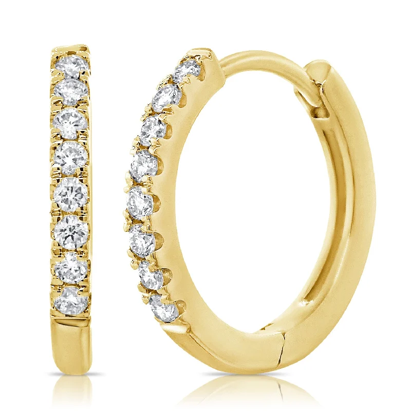 women's star earrings -OKGs Collection 14K Gold Huggie Earrings with Diamonds