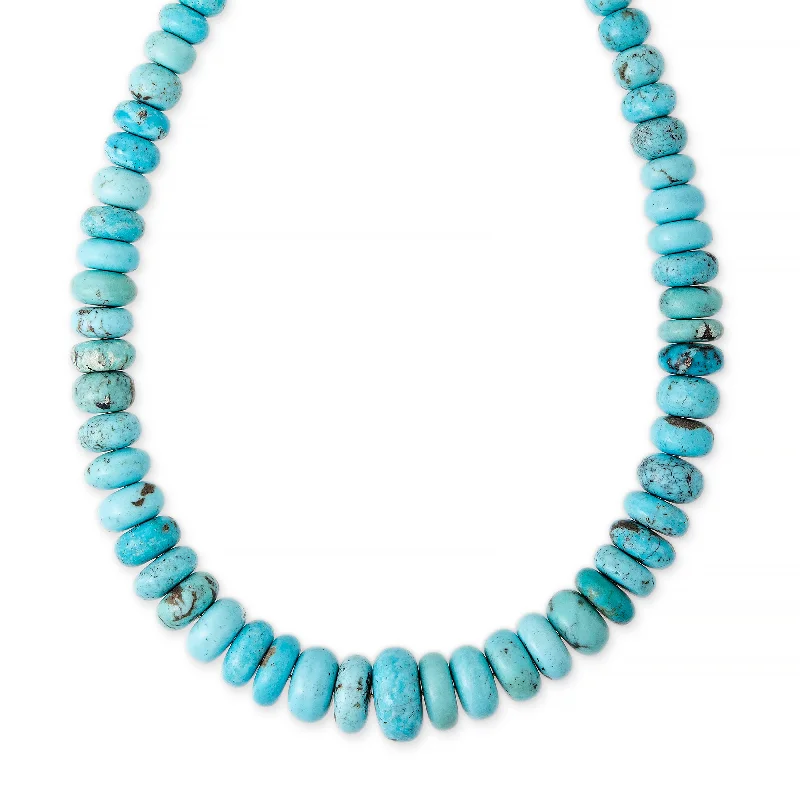 women's statement pendant necklace -MEDIUM GRADUATED TURQUOISE BEADED NECKLACE