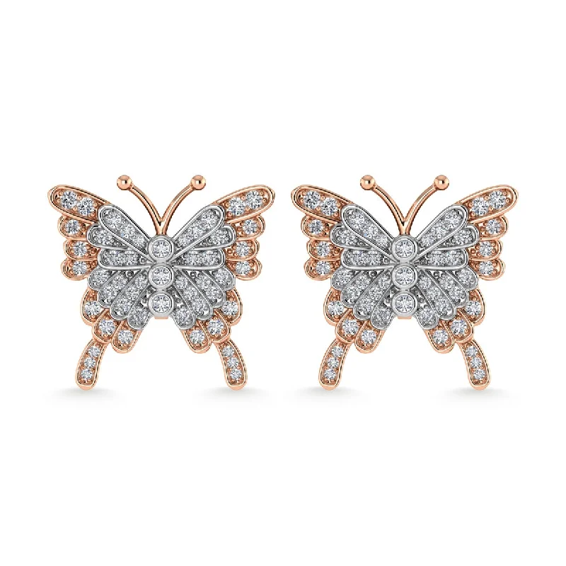 women's round earrings -Diamond 1/3 Ct.Tw. Heart Earrings in 10K Two Tone