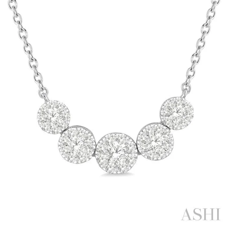 women's two-tone necklace -1/2 Ctw Round Cut Diamond Lovebright Necklace in 14K White Gold