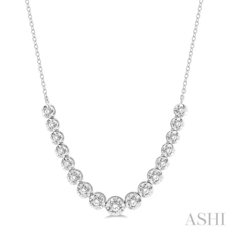 women's pearl choker necklace -1 ctw Round Cut Diamond Illusion Necklace in 10K White Gold