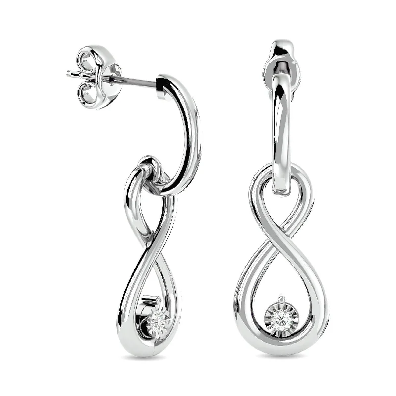 women's pearl earrings -Diamond 1/20 ct tw Infinity Earrings in Sterling Silver