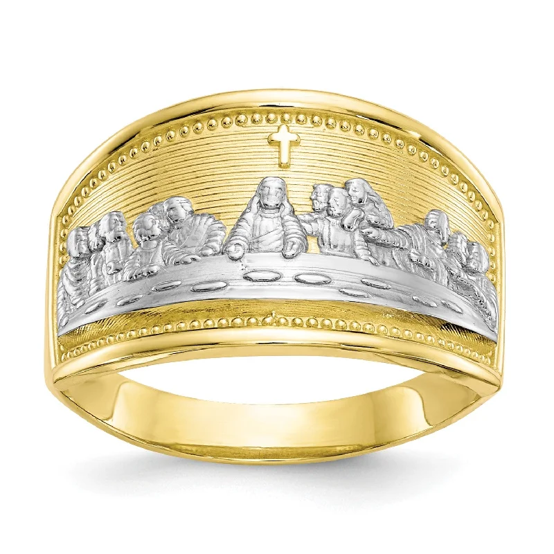 women's engagement ring with infinity symbol -10KT Yellow Gold With Rhodium Plating Last Supper Ring