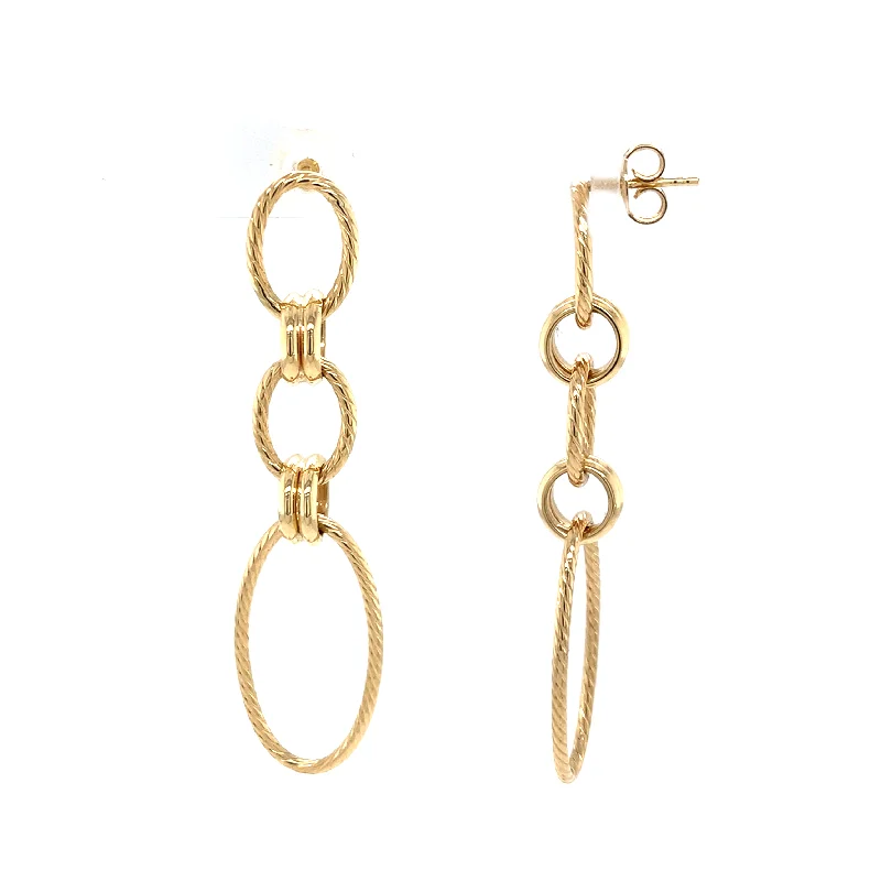 women's pearl earrings -14K Oval Textured Drop Earrings