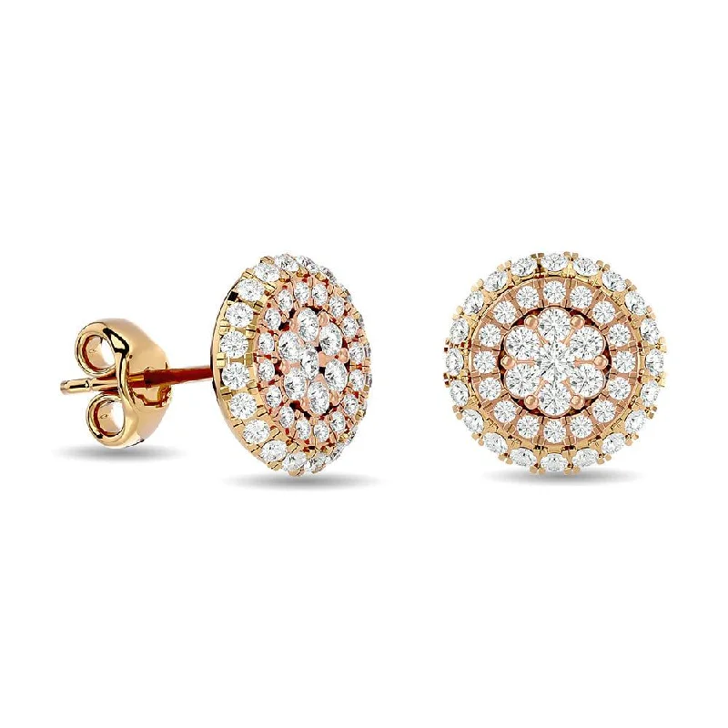 women's ear cuffs -Diamond 5/8 Ct.Tw. Cluster Earrings in 14K Two Tone Gold