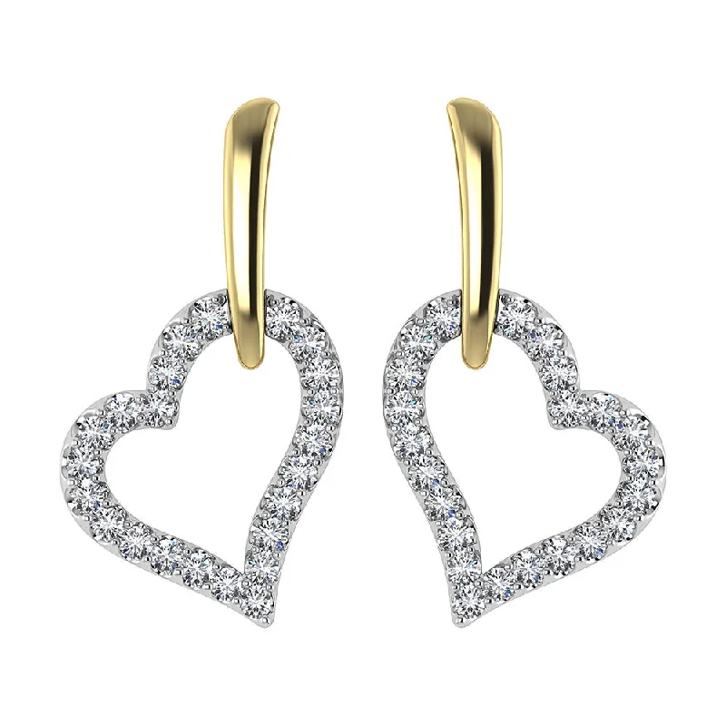 women's oval stud earrings -10K Yellow Gold 1/5 Ct.Tw. Diamond Heart Earrings