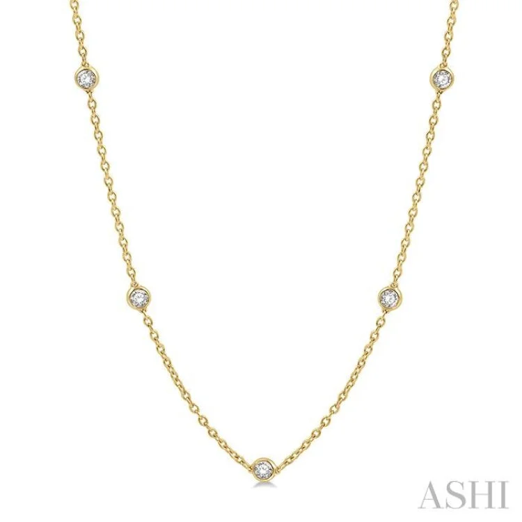 women's vintage gold necklace -1 Ctw Round Cut Diamond Fashion Necklace in 14K Yellow Gold