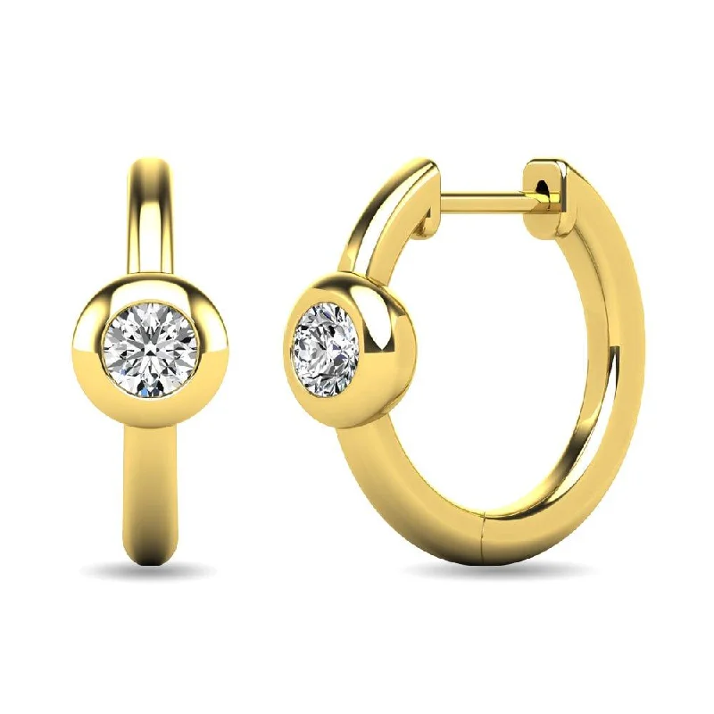 women's gemstone stud earrings -Diamond 1/10 ct tw Bezel Set Earrings in 10K Yellow Gold