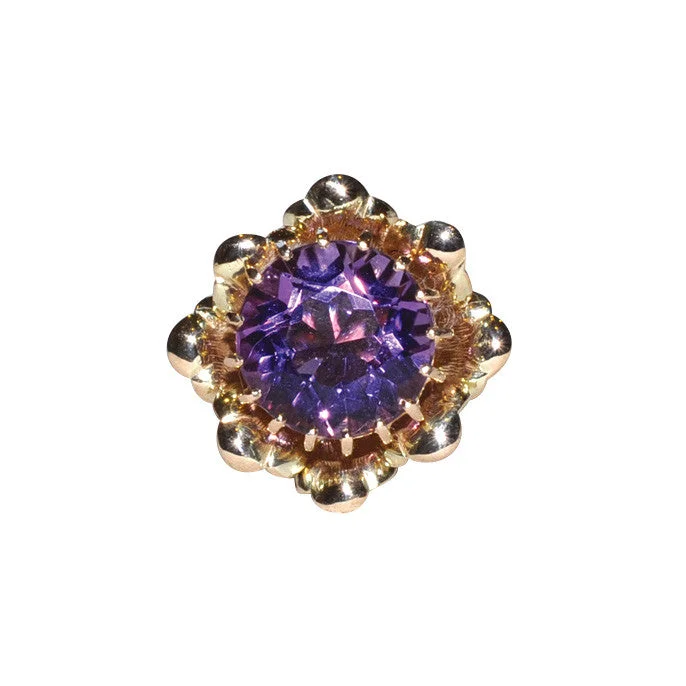 women's engagement ring with stackable design -Amethyst Flower Cocktail Ring