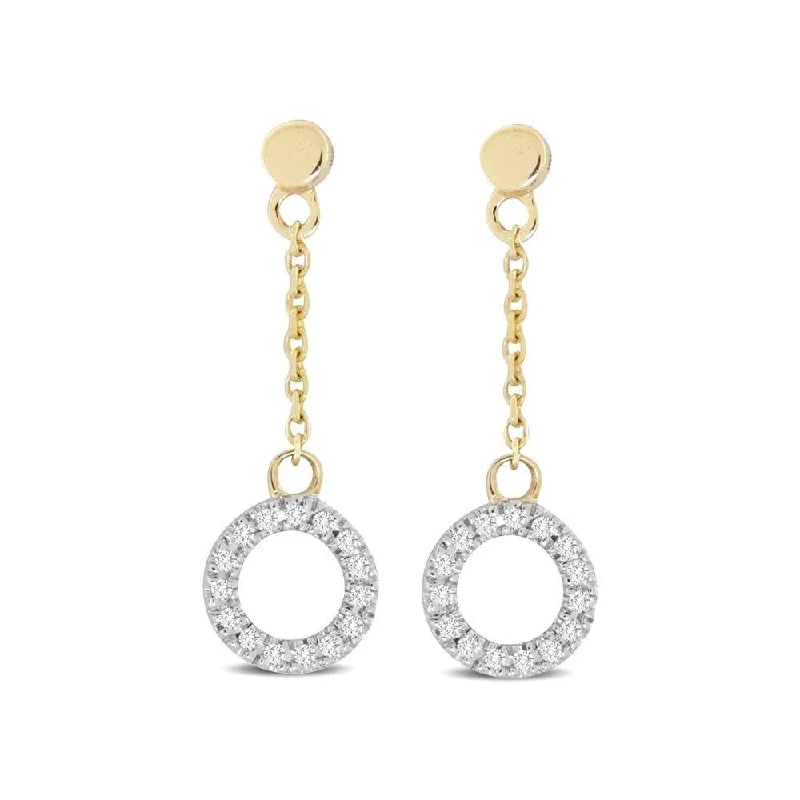 women's ear climbers -10K Yellow Gold 1/20 Ct.Tw.Diamond Dangler Earrings