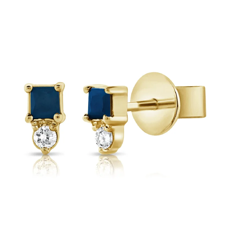 women's dangle earrings -Sapphire & Diamond Stud made in 14K Gold