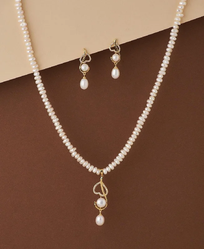 women's pearl necklace -Elegant Real Pearl Necklace Set