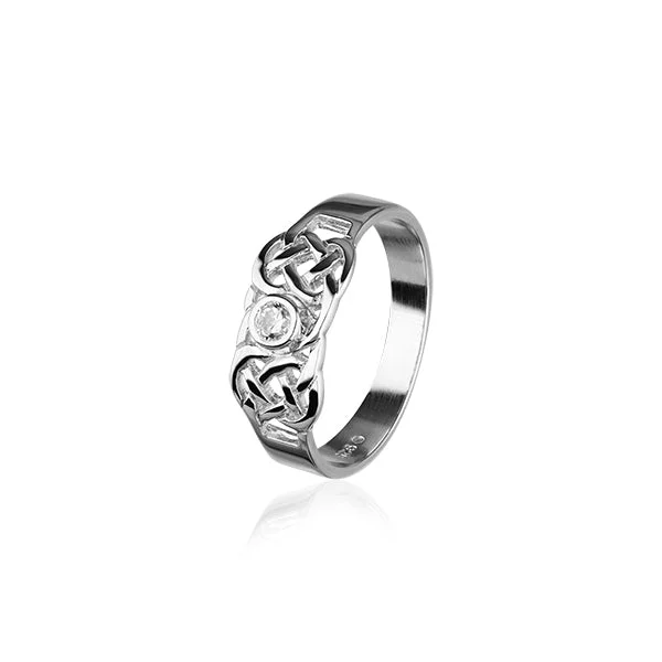 women's engagement ring with ruby -Celtic Silver Ring CR159