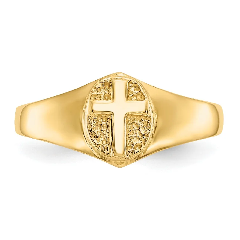 women's engagement ring with diamond halo -14KT Yellow Gold Childrens Cross Ring; Size 3.5