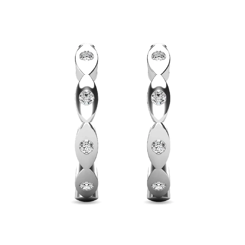 women's ear climbers -Diamond 1/10 ct tw Hoop Earrings in 10K White Gold