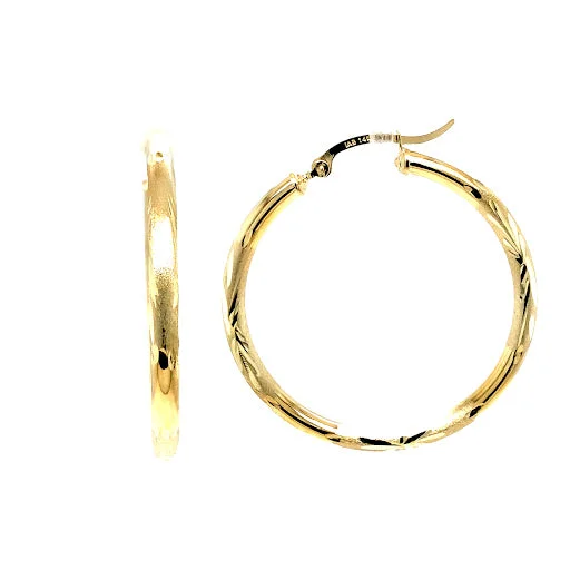 women's boho earrings -14K Yellow Gold 1 1/2" Hoop Earrings