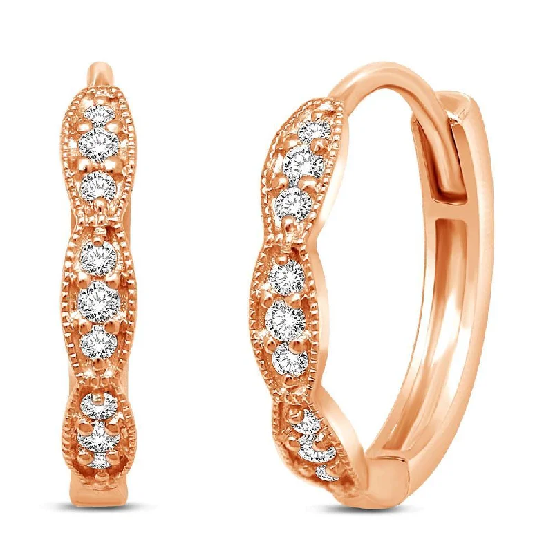 women's emerald earrings -14K Rose Gold 1/6 Ct.Tw. Diamond Stackable Earrings