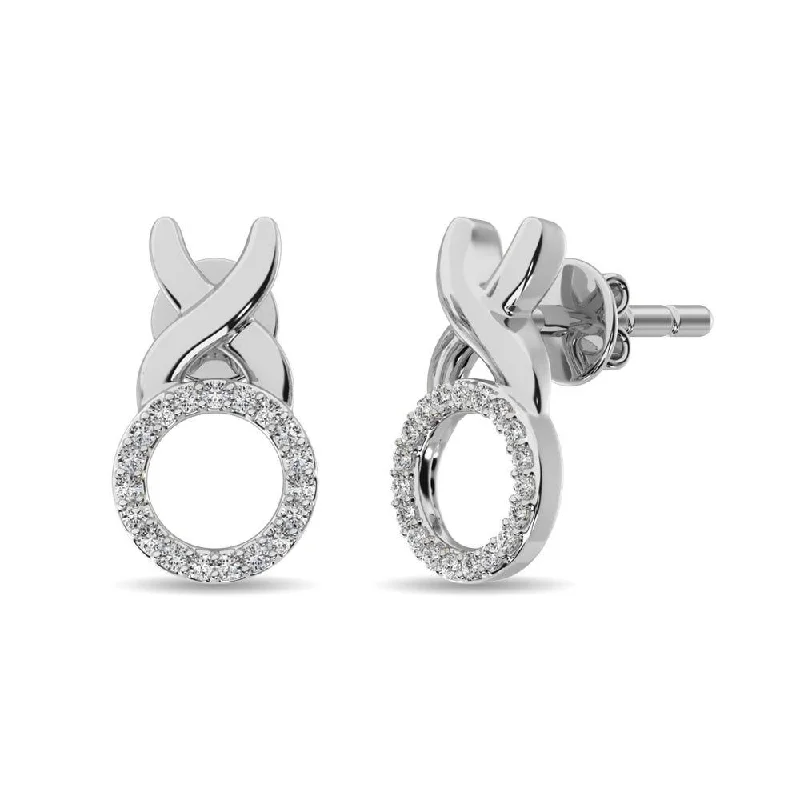 women's cross earrings -Diamond Fashion Earrings 1/10 ct tw in Sterling Silver