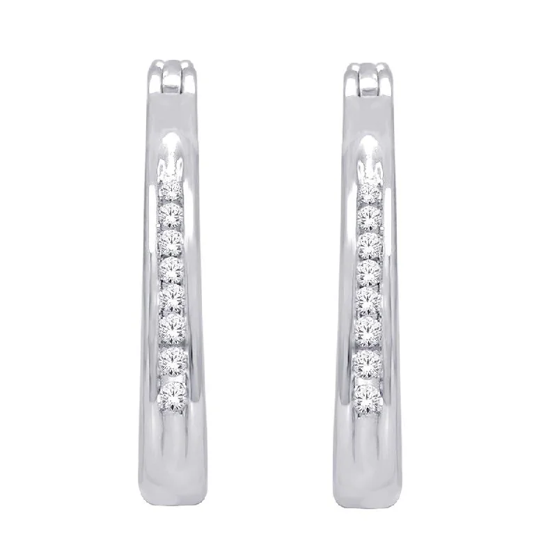 women's halo earrings -10K White Gold 1/10 Ct.Tw. Diamond Hoop Earrings