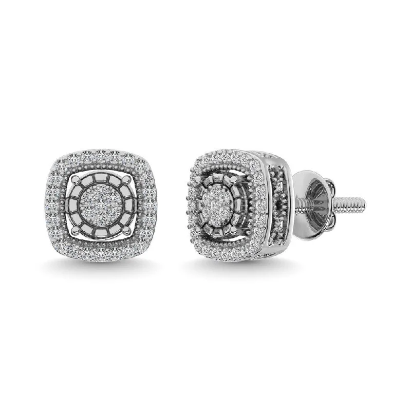 women's bar earrings -Diamond 1/20 ct tw Fashion Earrings in Sterling Silver