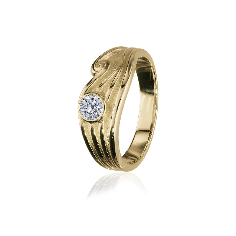 women's engagement ring platinum -Tide Gold Ring GCR184