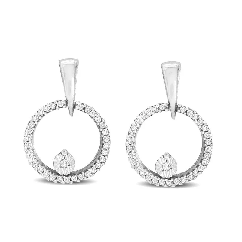 women's ear climbers -10K White Gold 1/10 Ct.Tw.Diamond Circle Earrings