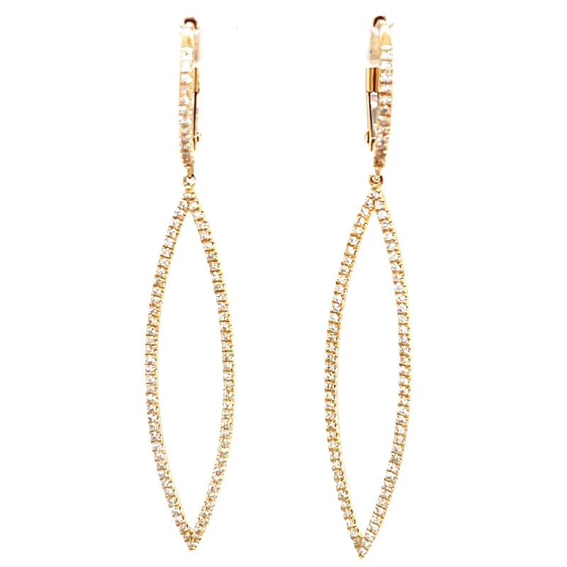 women's custom earrings -14K Gold Diamond Drop Earrings