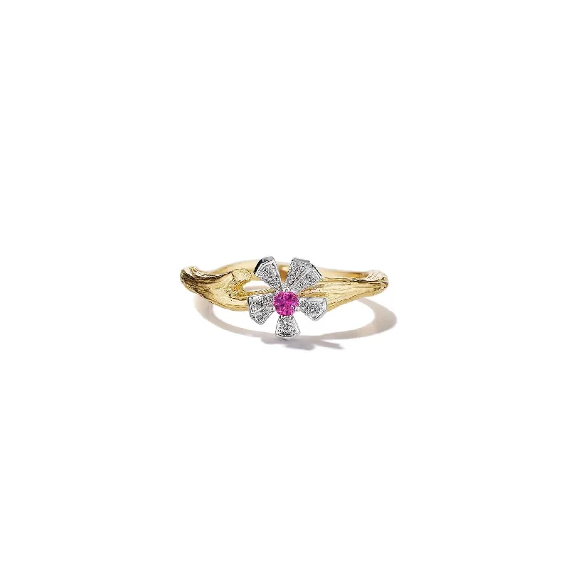 women's engagement ring with colorful gemstones -Wonderland Stackable Orchid Ring