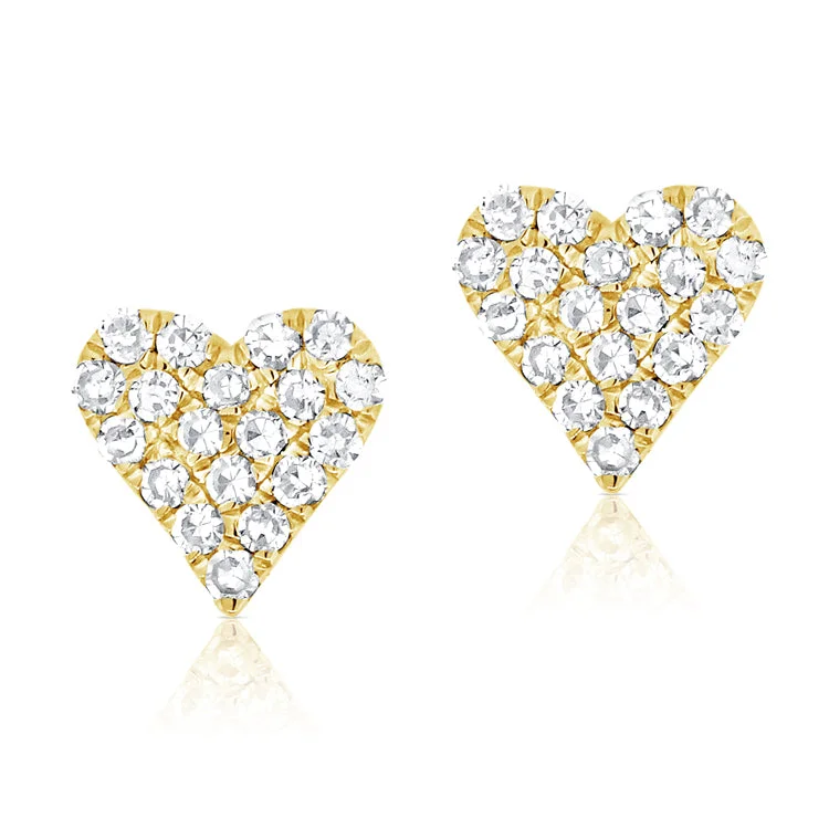 women's luxury earrings -White Brilliant Diamond Pave Heart Stud Earrings