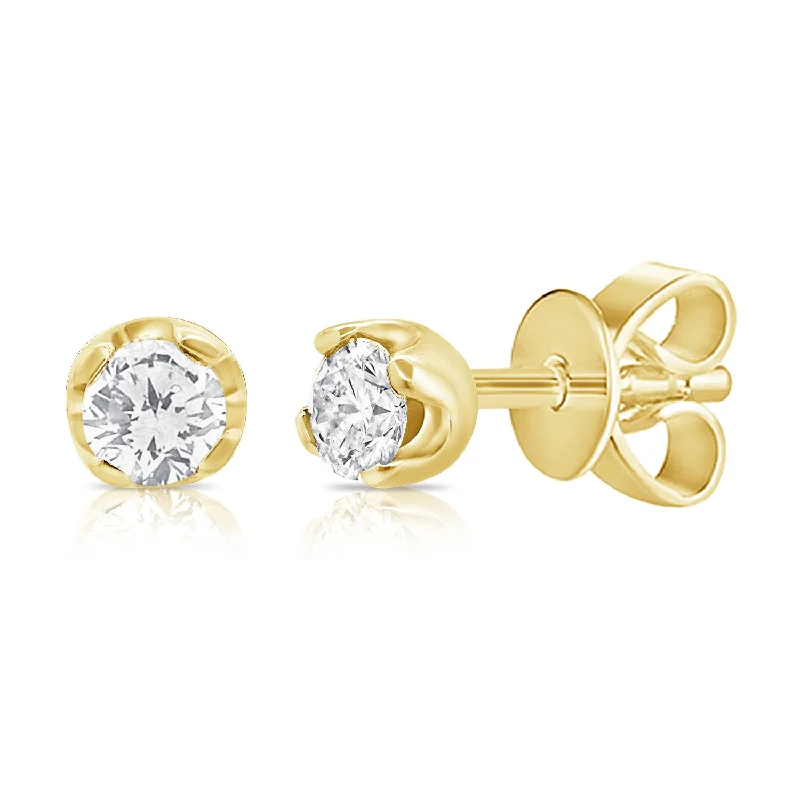 women's rose gold earrings -0.22ct Diamond Solitaire Studs made in 14K Gold