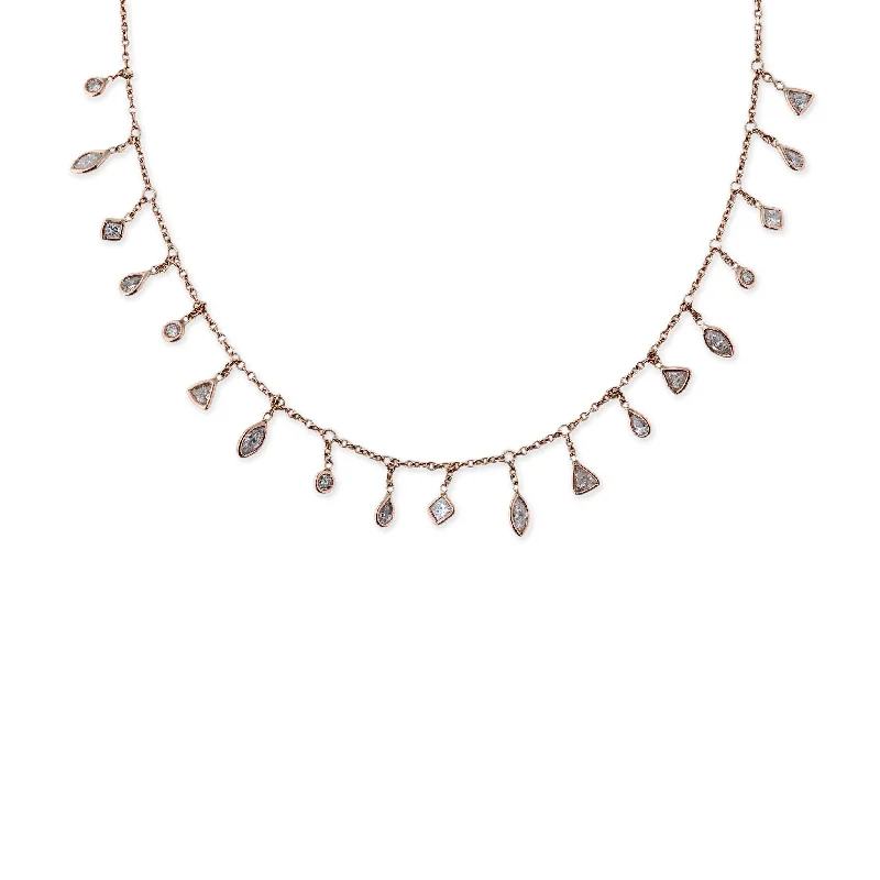 women's quartz necklace -MULTI SHAPE SHAKER DIAMOND NECKLACE