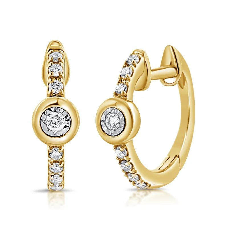 women's minimalist earrings -OKGs Collection Diamond Bezel Hoops