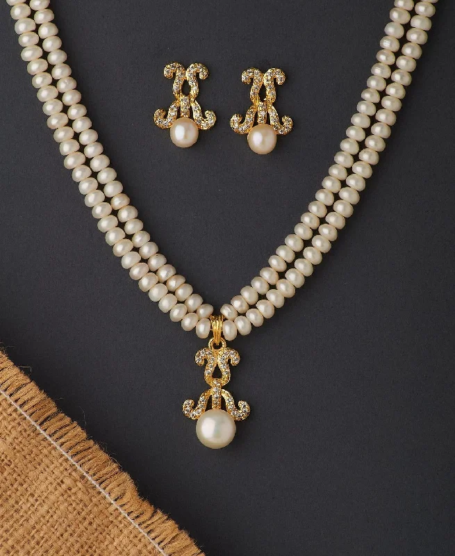 women's adjustable necklace -Elegant Real Pearl Necklace Set