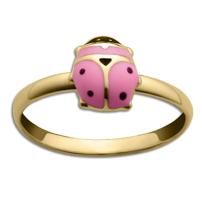 women's engagement ring with two-tone finish -Kiddie Kraft 10KT Yellow Gold Childrens Lady Bug Ring; Size 3.5