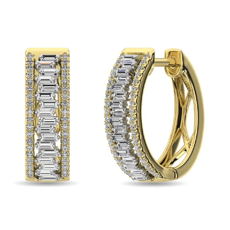 women's round earrings -Diamond 1/2 Ct.Tw. Hoop Earrings in 14K Yellow Gold