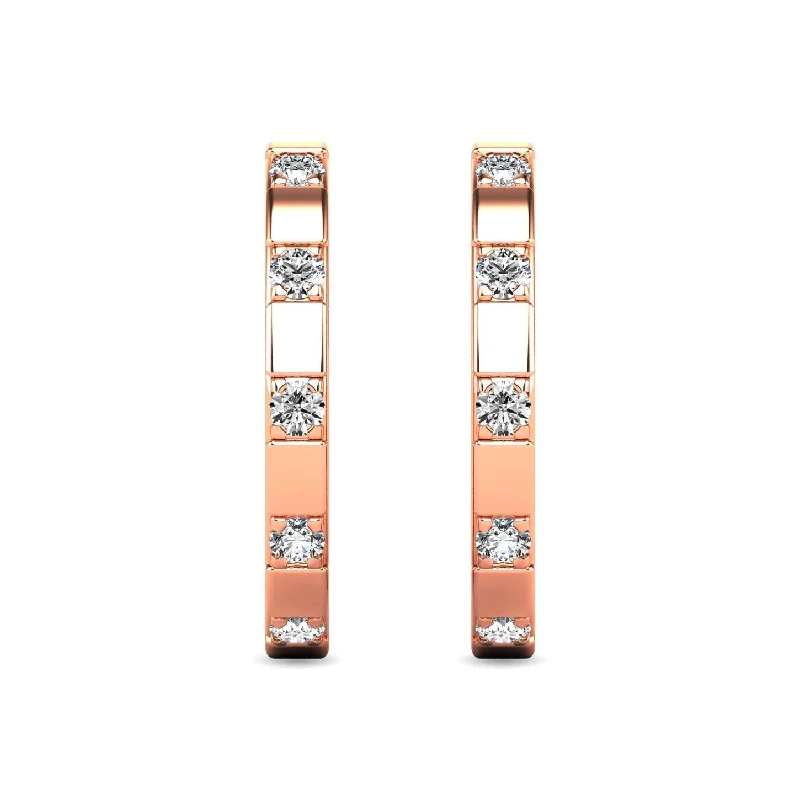 women's star earrings -Diamond 1/10 ct tw Hoop Earrings in 10K Rose Gold