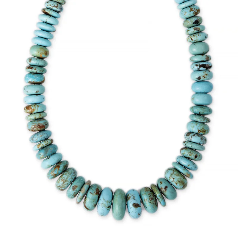 women's moon necklace -LARGE GRADUATED TURQUOISE BEADED NECKLACE