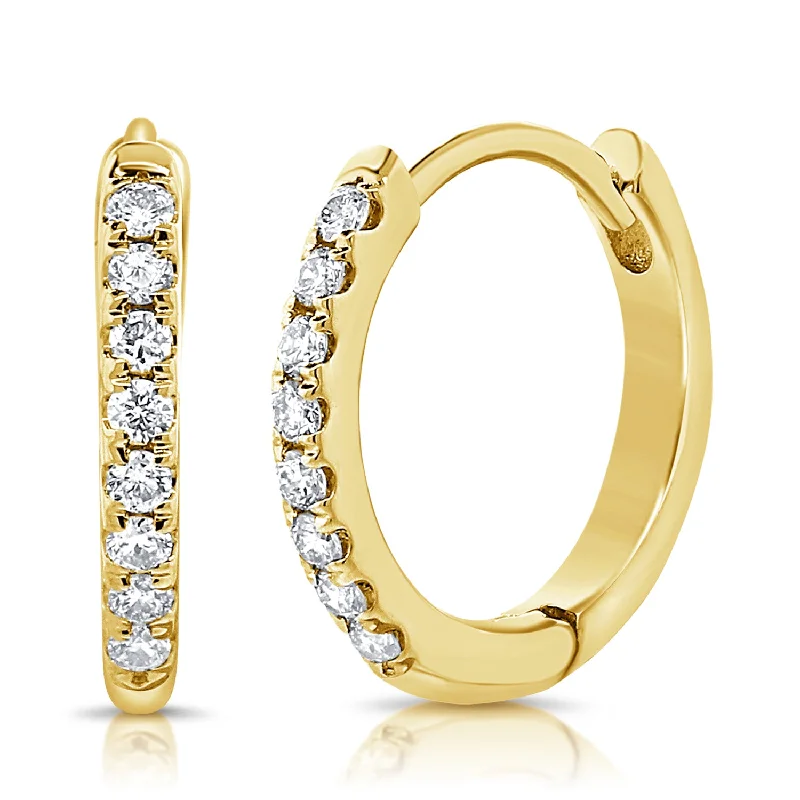 women's layered earrings -Classic Huggie Earrings with Diamonds