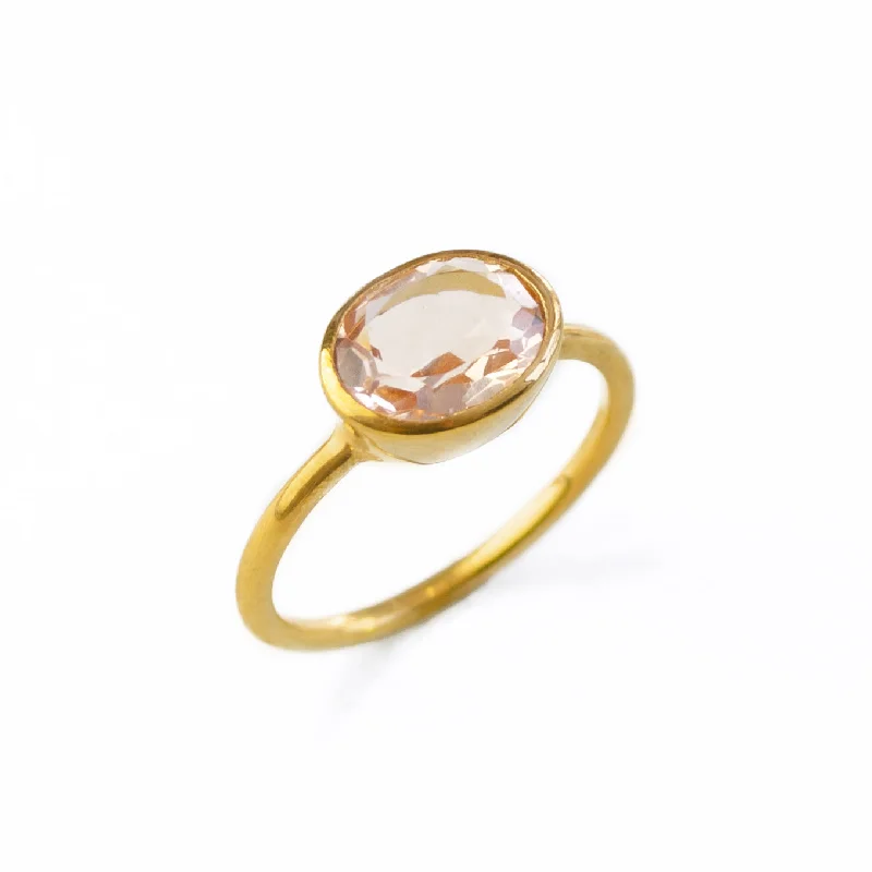 women's engagement ring with custom engraving -Morganite Oval Ring