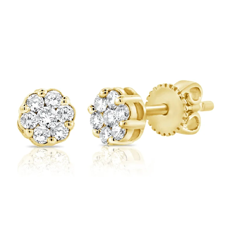 women's long drop earrings -Illusion Set Diamond Stud Earrings made in 14K Gold