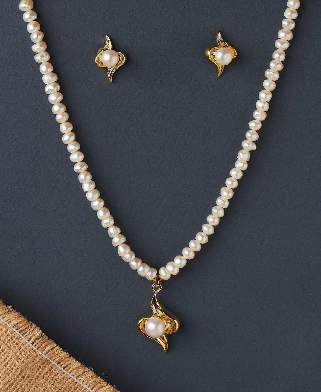 women's fashion pendant necklace -Elegant Real Pearl Necklace Set