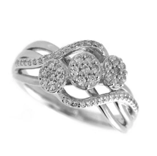 women's engagement ring with twist band design -Sterling Silver and  White Sapphire Ring