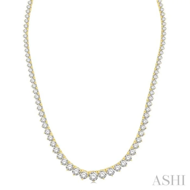 women's moon necklace -15 ctw Riviera Round Cut Diamond Necklace in 14K Yellow Gold